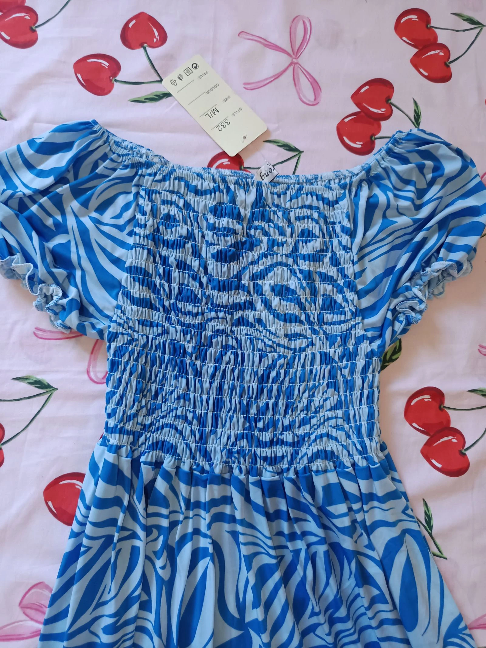 Azul Psychedelisch Bedrukt Jurk Nieuw One Size | Robe blue Psychédélique Neuf – photo 2